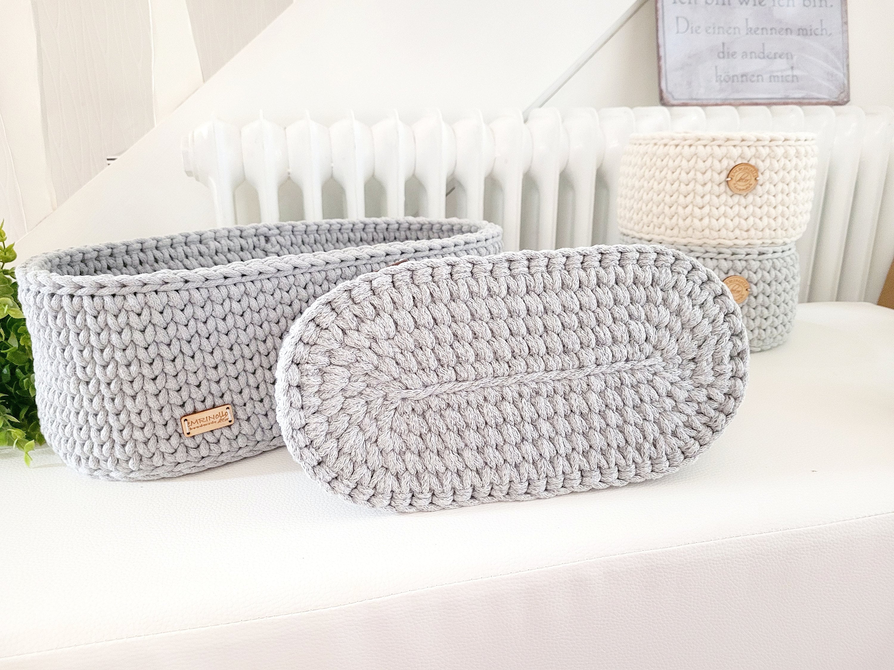 Korb gehäkelt oval Hygienekorb, Kosmetikkorb, Zimmer Dekoration Korb, Badausstattung, Geschenk Korb, Babyzimmer Aufbewahrung oval