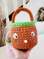 Henkelkorb, Basket crochet, Korb mit Henkel Griff, Hasenkorb, Gehäkelter Korb , Wohnzimmer Dekoration, Ostergeschenk, Gäste, Nordic Stile