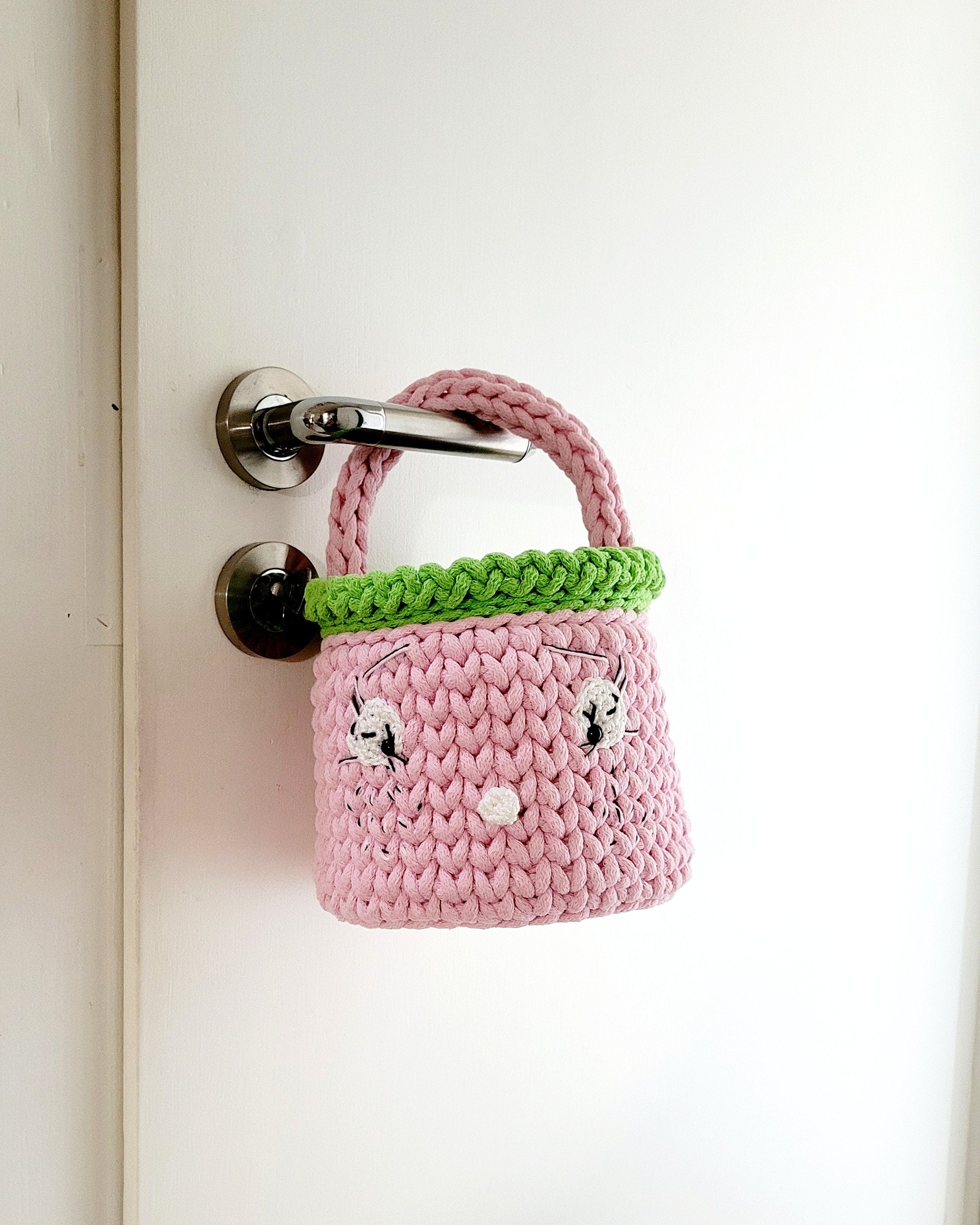 Henkelkorb, Basket crochet, Korb mit Henkel Griff, Hasenkorb, Gehäkelter Korb , Wohnzimmer Dekoration, Ostergeschenk, Gäste, Nordic Stile