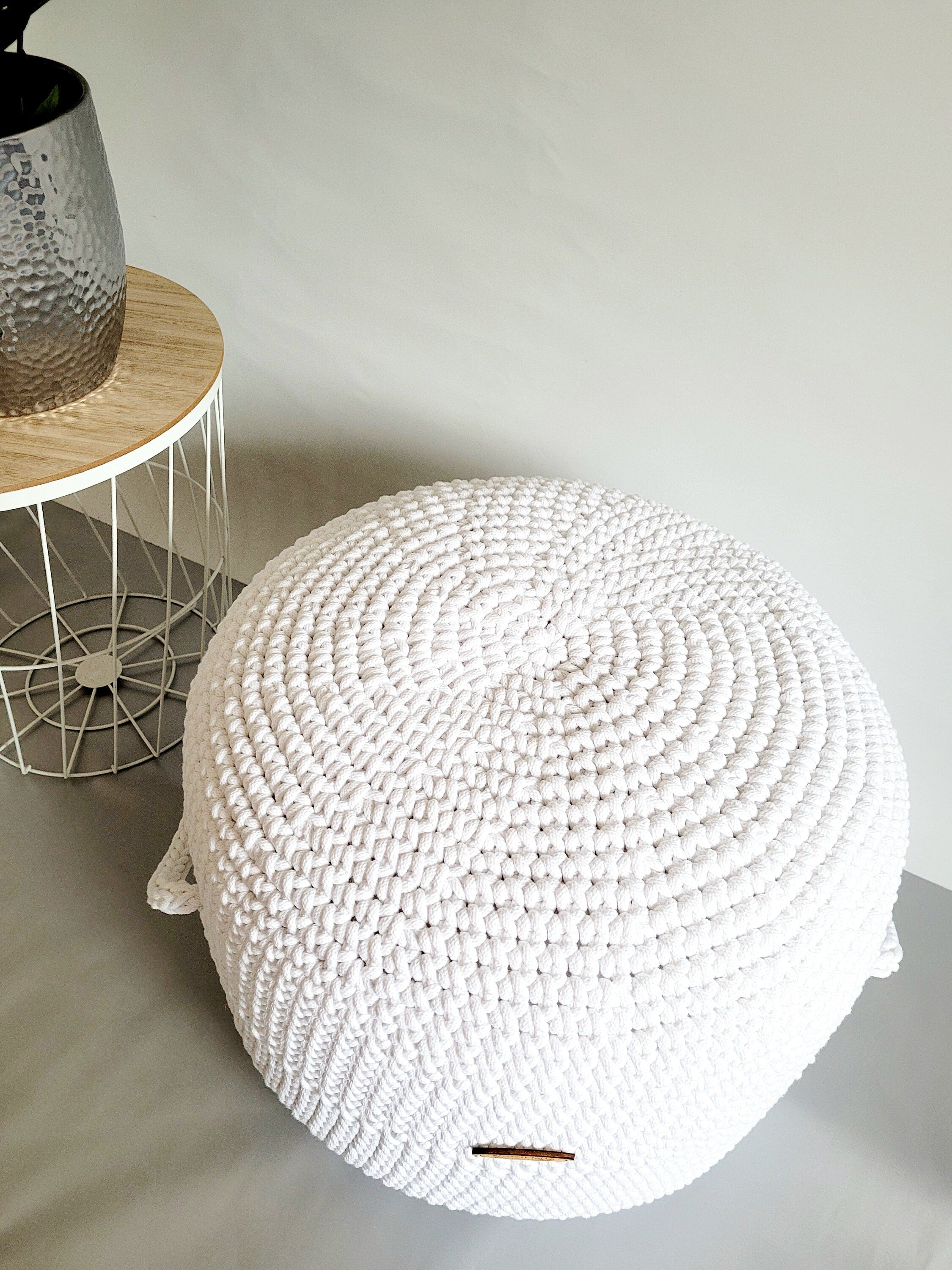 Pouf Sitzpouf Ottomane aus Baumwolle perfekt als Wohnzimmer und Kinderzimmer Dekoration Pouf Hocker mit Mikroperlen Füllung