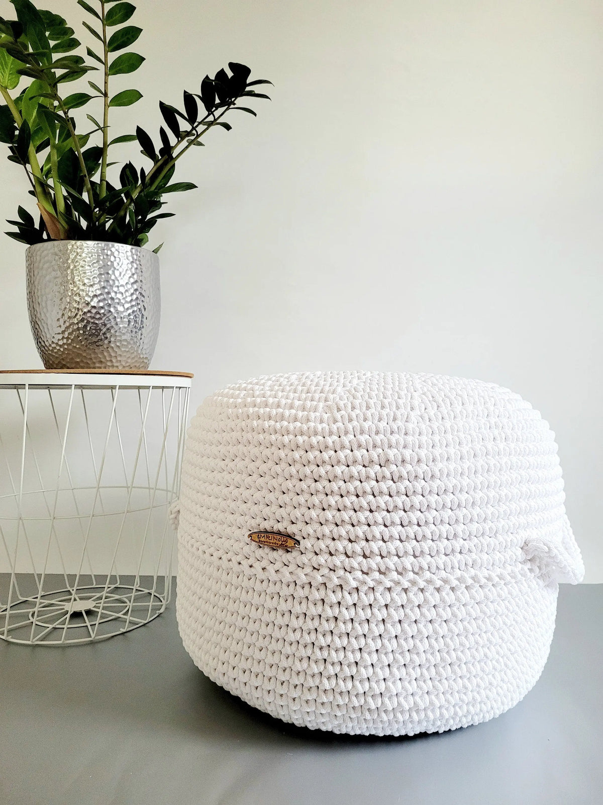 Pouf Sitzpouf Ottomane aus Baumwolle perfekt als Wohnzimmer und Kinderzimmer Dekoration Pouf Hocker mit Mikroperlen Füllung