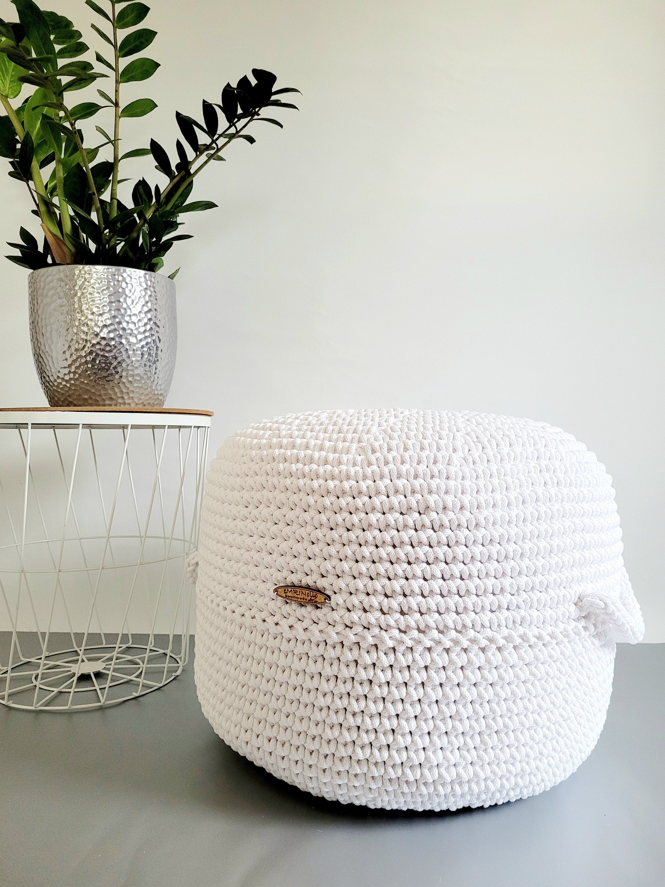 Pouf Sitzpouf Ottomane aus Baumwolle perfekt als Wohnzimmer und Kinderzimmer Dekoration Pouf Hocker mit Mikroperlen Füllung