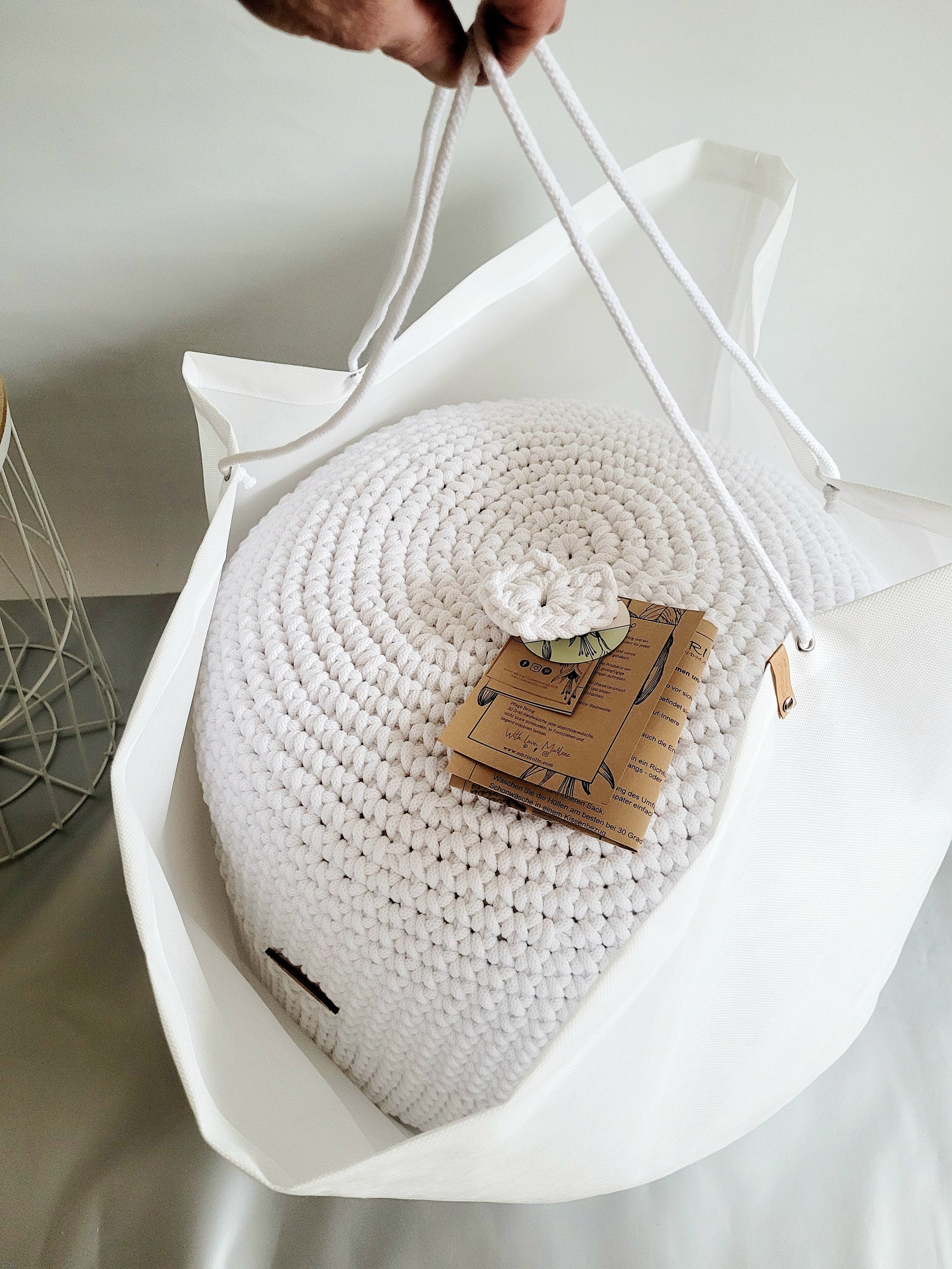 Pouf Sitzpouf Ottomane aus Baumwolle perfekt als Wohnzimmer und Kinderzimmer Dekoration Pouf Hocker mit Mikroperlen Füllung