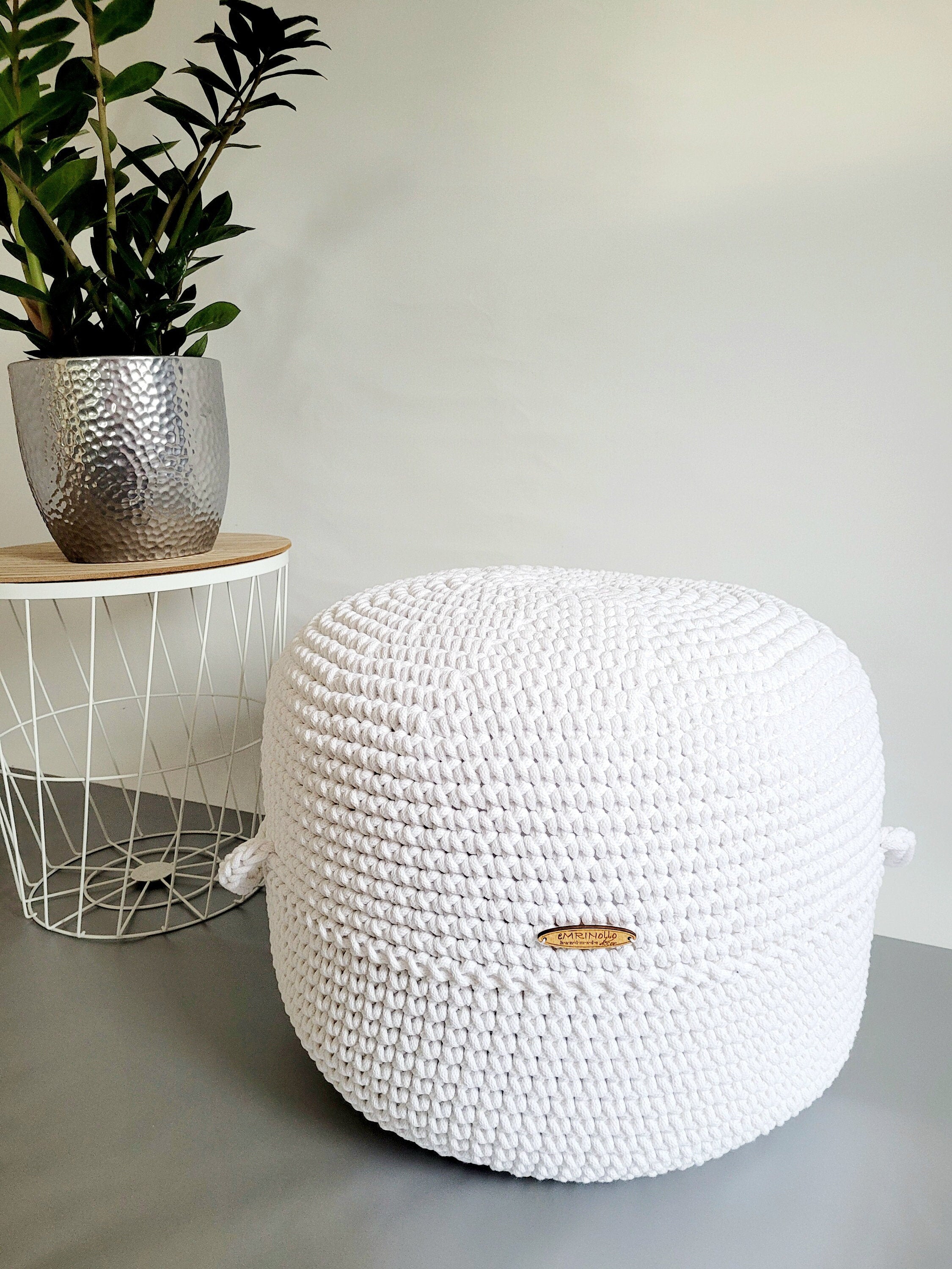 Pouf Sitzpouf Ottomane aus Baumwolle perfekt als Wohnzimmer und Kinderzimmer Dekoration Pouf Hocker mit Mikroperlen Füllung