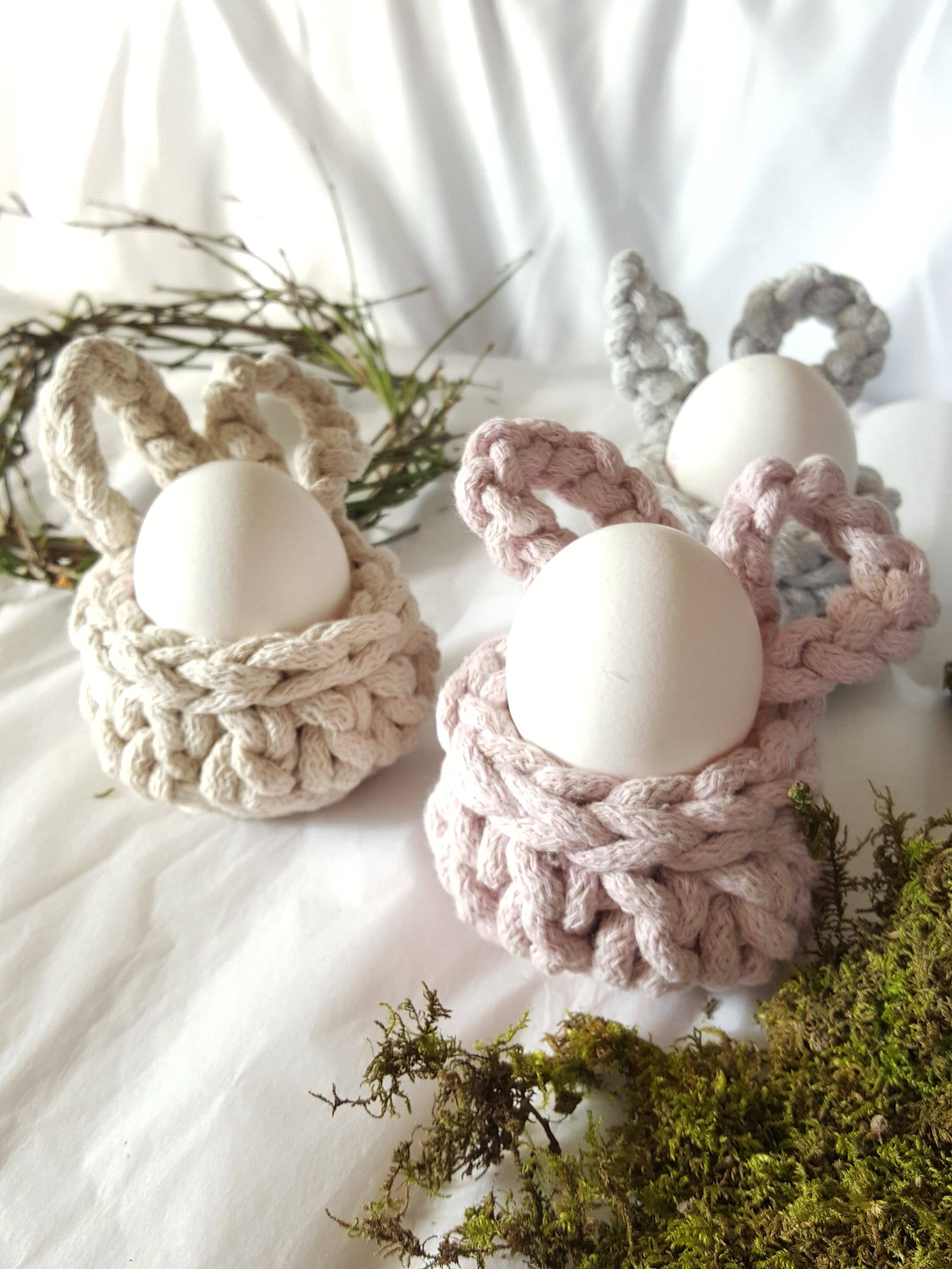 Hasenbecher, Easterbunny, Eierbecher, Hasenkorb, Gehäkelter Korb , Wohnzimmer Dekoration, Ostergeschenk, Gäste, Nordic Stile