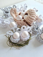 Hasenbecher, Eierbecher BunnyBasket, häkeln HasenKorb, Esszimmer Dekoration, Gastgebergeschenk, Wohnzimmer Dekoration, Nordic Stile