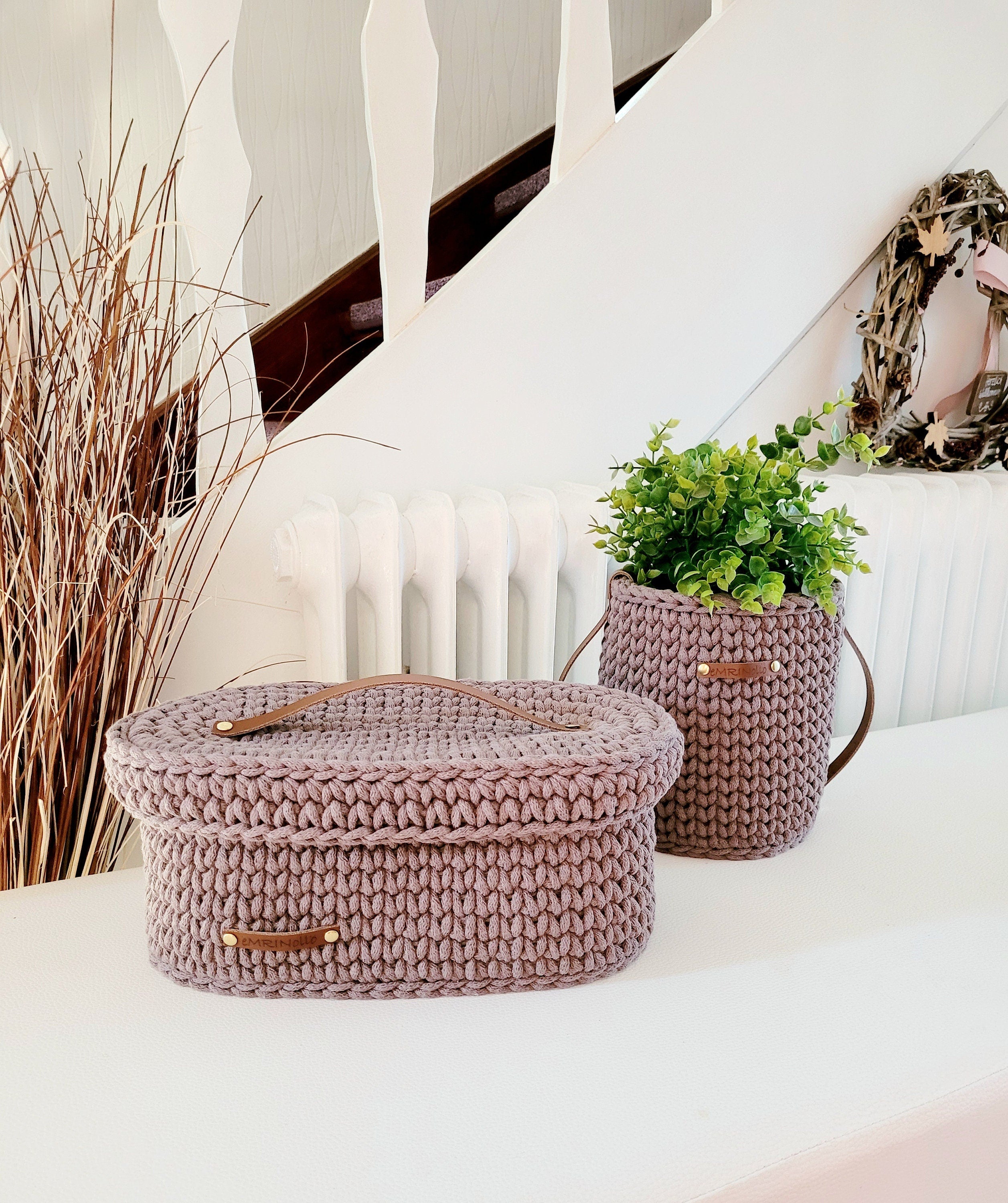 Korb rund, Aufbewahrung chic, stylisches Wohnzimmer- und Babyzimmer deko, praktischer Aufbewahrungskorb, Idee für Flur und Bad