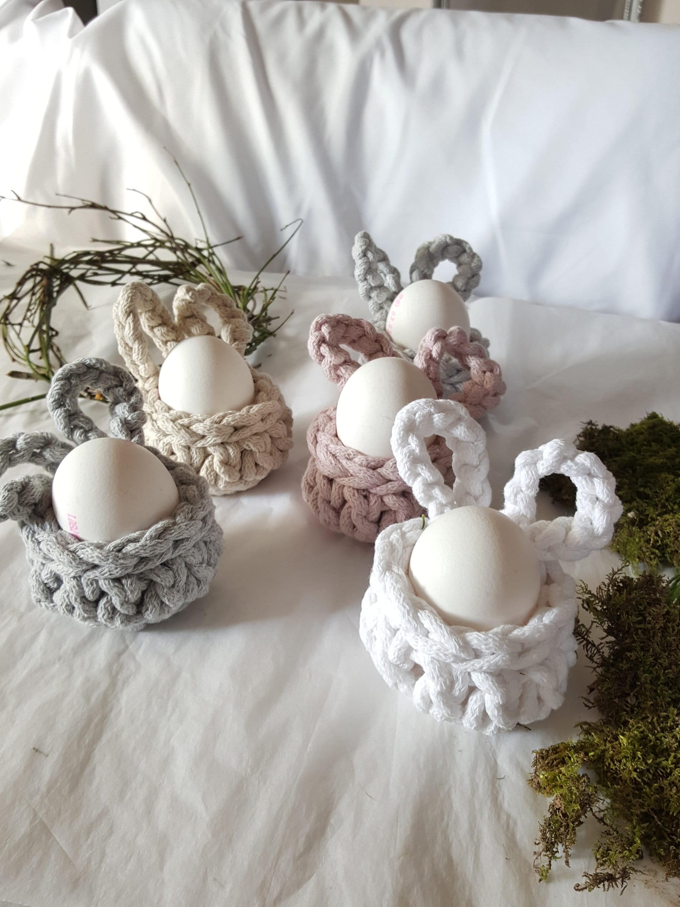 Hasenbecher, Easterbunny, Eierbecher, Hasenkorb, Gehäkelter Korb , Wohnzimmer Dekoration, Ostergeschenk, Gäste, Nordic Stile