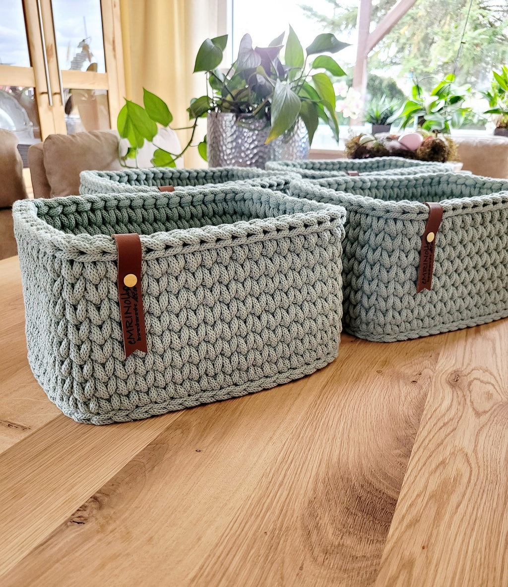 Korb gehäkelt eckig, Aufbewahrung Spielzeug, Kinderzimmer deko, Utensilo, Geschenkidee, Weihnachtsgeschenk, Bad Aufbewahrung