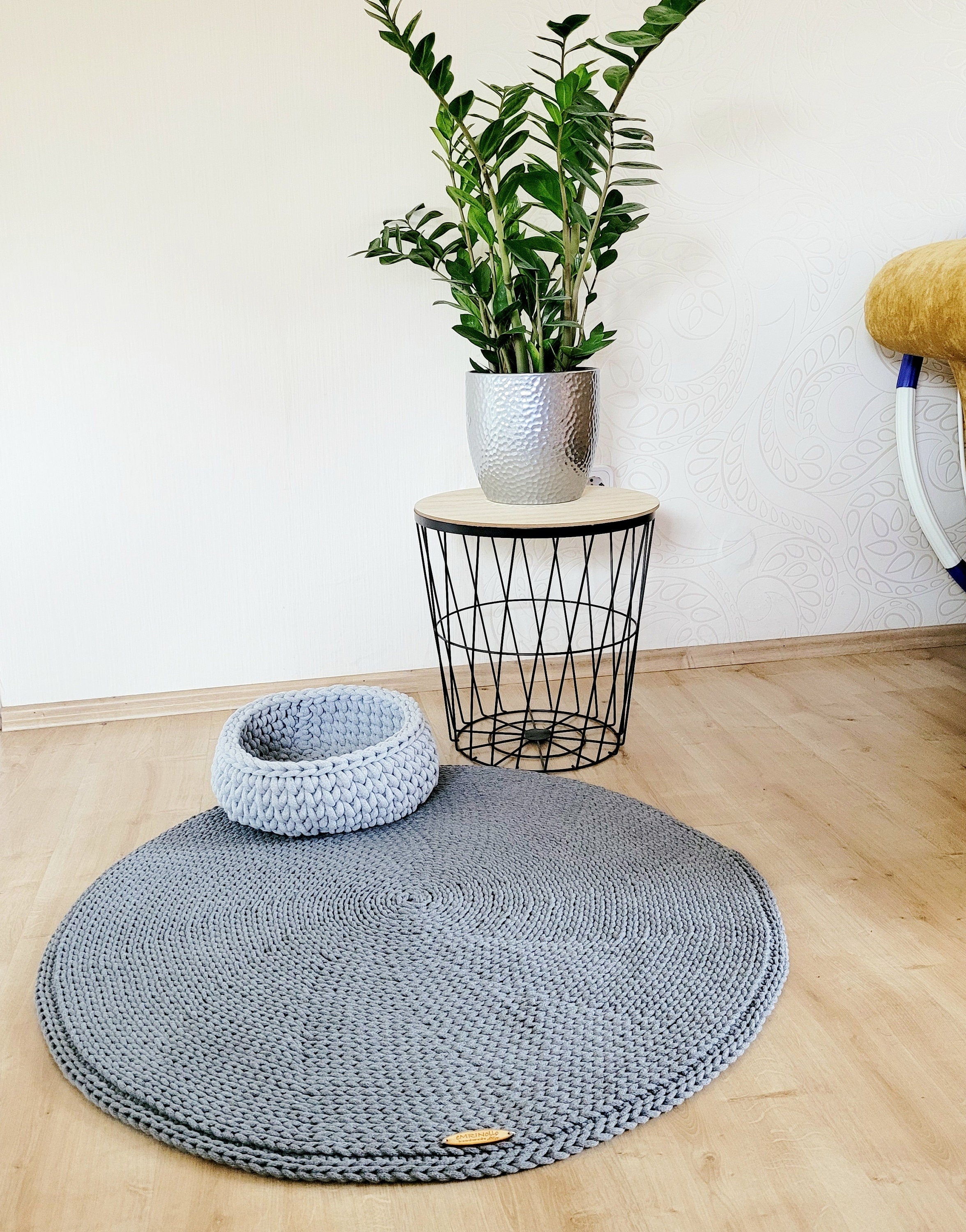Runder Teppich, gehäkelter Teppich Kinderzimmer Dekor, gehäkelte Teppiche, im skandinavischen neutral Dekor, vintage, Teppich handgefertigt