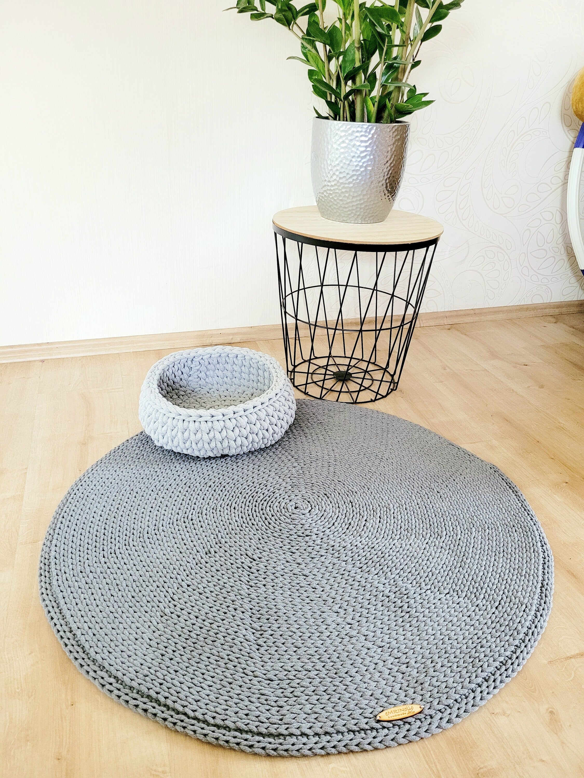 Runder Teppich, gehäkelter Teppich Kinderzimmer Dekor, gehäkelte Teppiche, im skandinavischen neutral Dekor, vintage, Teppich handgefertigt