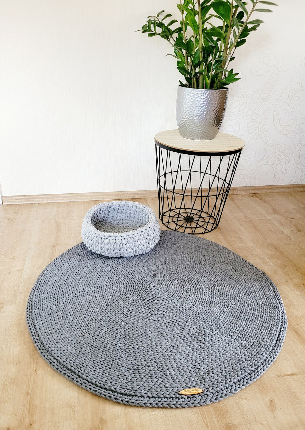 Runder Teppich, gehäkelter Teppich Kinderzimmer Dekor, gehäkelte Teppiche, im skandinavischen neutral Dekor, vintage, Teppich handgefertigt