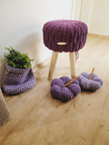 Fußhocker mit gehäkeltem Bezug aus Baumwolle, natürlicher Sitzkomfort für Dein Zuhause im Wohn- und Kinderzimmer Sitzhocker skandinavisch