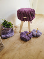 Fußhocker mit gehäkeltem Bezug aus Baumwolle, natürlicher Sitzkomfort für Dein Zuhause im Wohn- und Kinderzimmer Sitzhocker skandinavisch