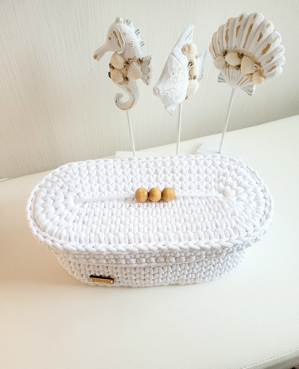 Kosmetikkorb gehäkelt oval, Aufbewahrungskorb mit Deckel, Dekoration Korb, Badausstattung, Geschenk Korb, Babyzimmer deko, Aufbewahrung Bad