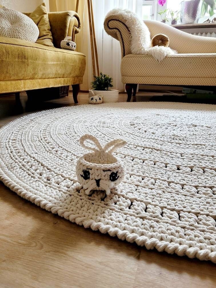 Teppich rund Kinderzimmer, gehäkekt handgefertigt, Kinderzimmer Deko, Teppich für das Wohnzimmer, Geschenkidee für Taufe