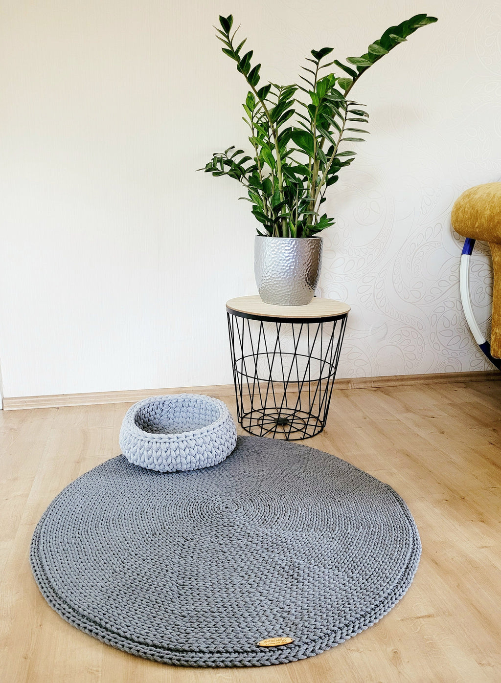 Runder Teppich, gehäkelter Teppich Kinderzimmer Dekor, gehäkelte Teppiche, im skandinavischen neutral Dekor, vintage, Teppich handgefertigt