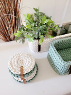 Glasuntersetzer gehäkelte Untersetzer hitzebeständig l Tassenuntersetzer Topfuntersetzer l Tischdeko Wohnzimmer l Dekoideen Wohnzimmertisch