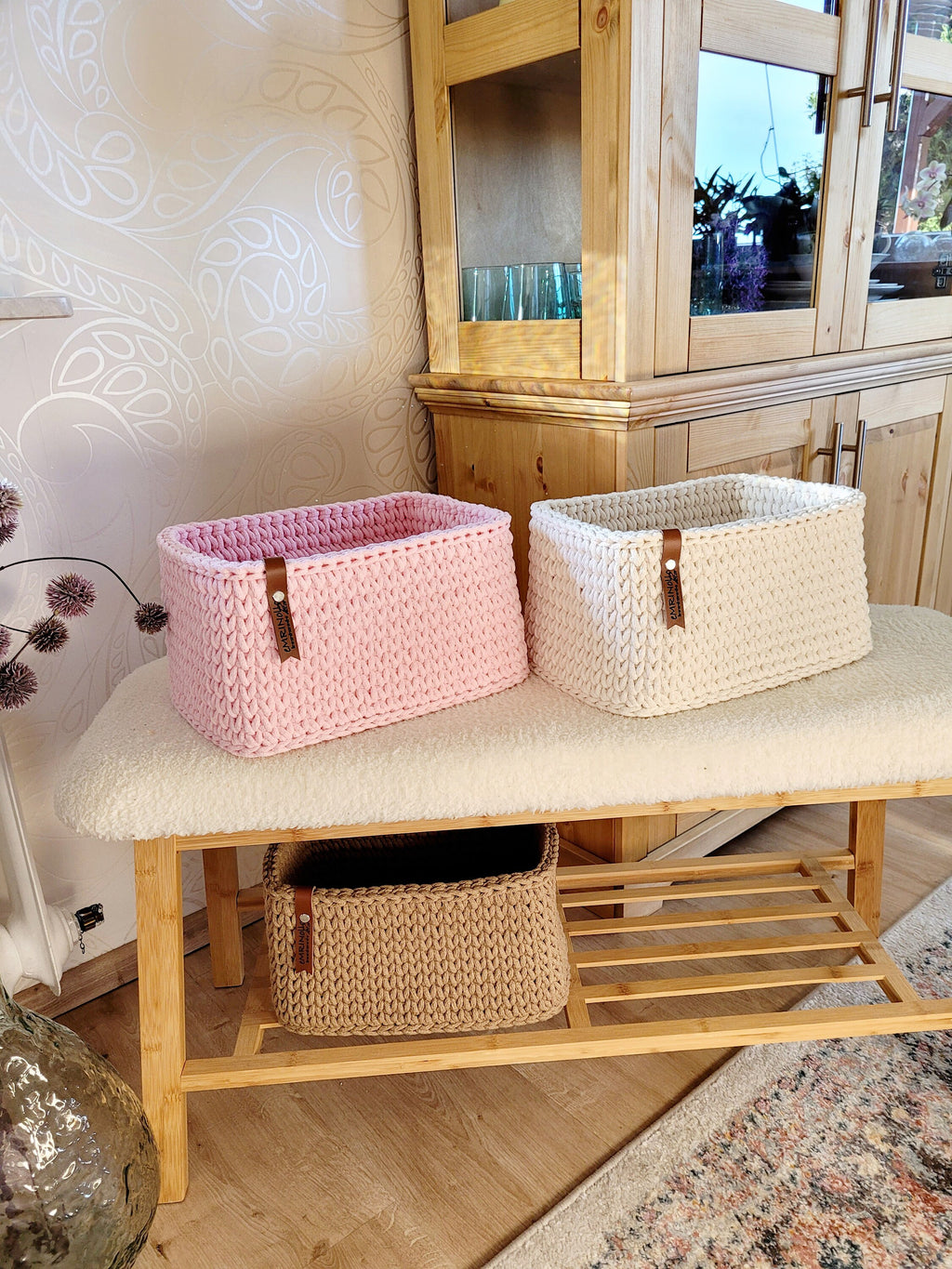 Korb gehäkelt, Wickeltisch Organizer - Regalkorb - Babyzimmer Deko - Aufbewahrungskorb Kinder - Spielzeug Aufbewahrung - Geschenk für Geburt