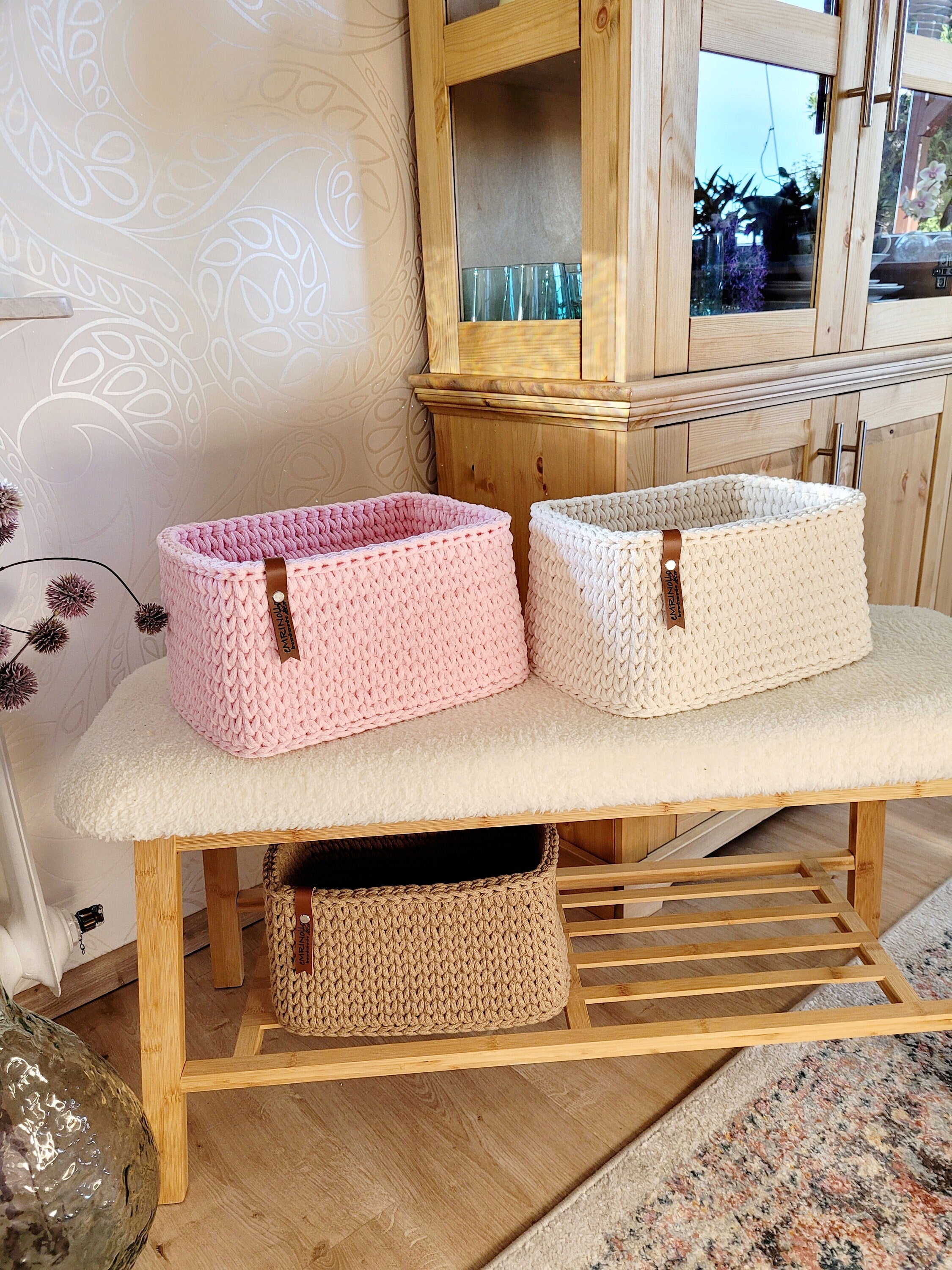Korb gehäkelt, Wickeltisch Organizer - Regalkorb - Babyzimmer Deko - Aufbewahrungskorb Kinder - Spielzeug Aufbewahrung - Geschenk für Geburt