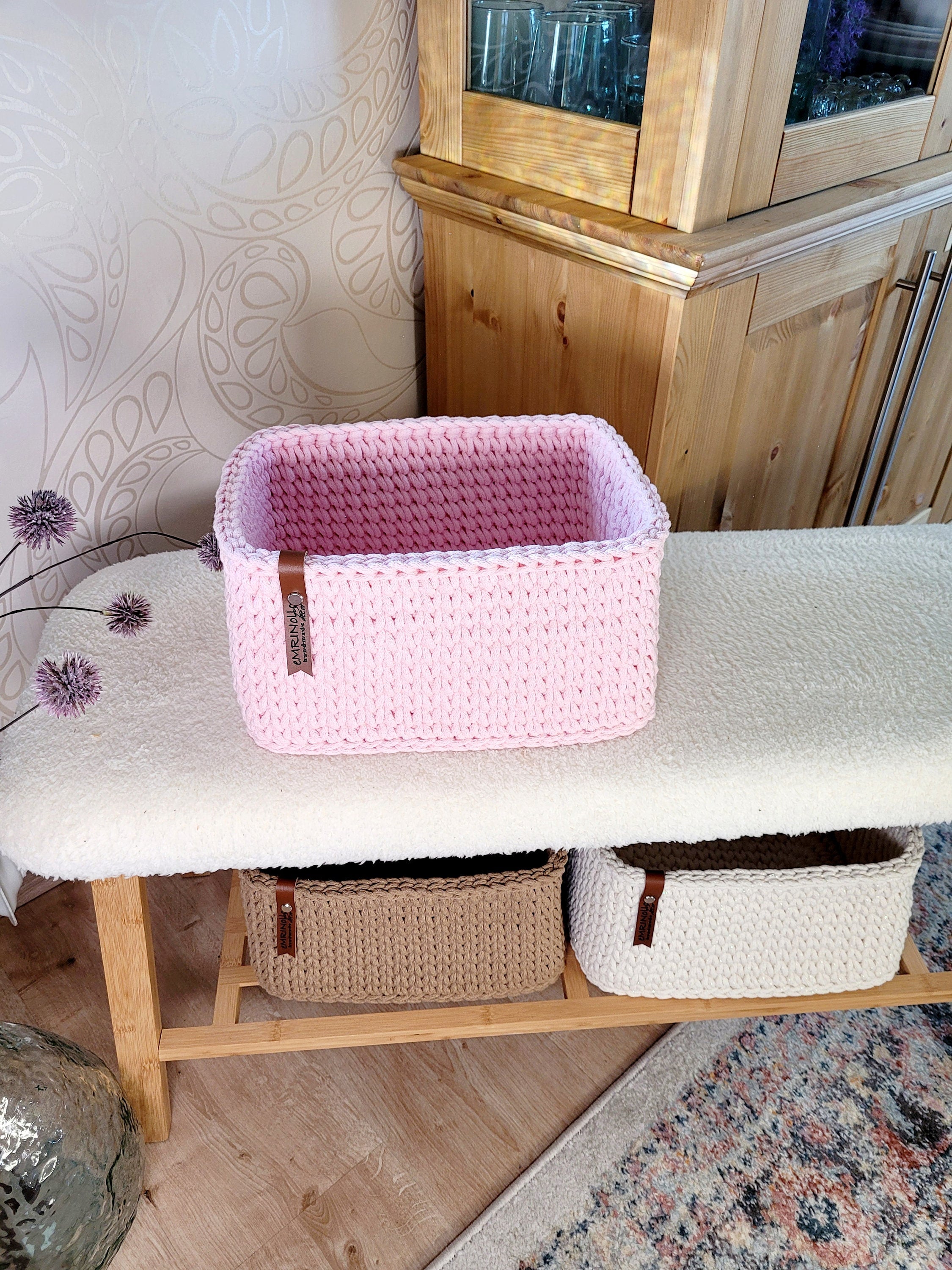 Korb gehäkelt, Wickeltisch Organizer - Regalkorb - Babyzimmer Deko - Aufbewahrungskorb Kinder - Spielzeug Aufbewahrung - Geschenk für Geburt