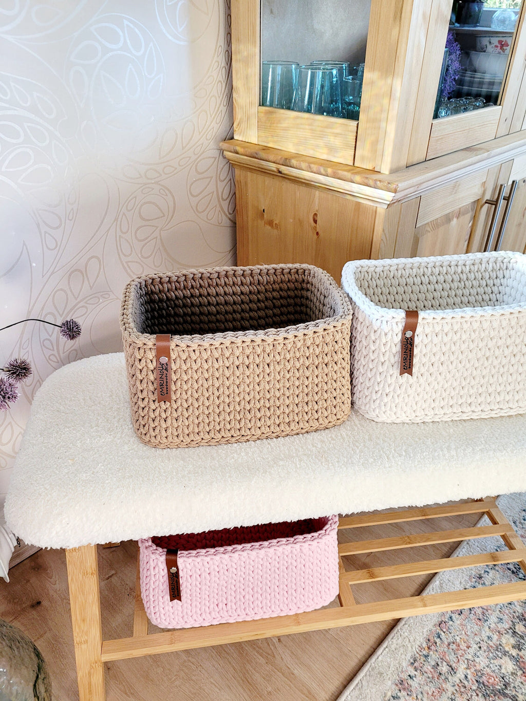 Korb gehäkelt, Wickeltisch Organizer - Regalkorb - Babyzimmer Deko - Aufbewahrungskorb Kinder - Spielzeug Aufbewahrung - Geschenk für Geburt