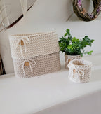 Korb gehäkelt oval Hygienekorb, Kosmetikkorb, Zimmer Dekoration Korb, Badausstattung, Geschenk Korb, Babyzimmer Aufbewahrung oval