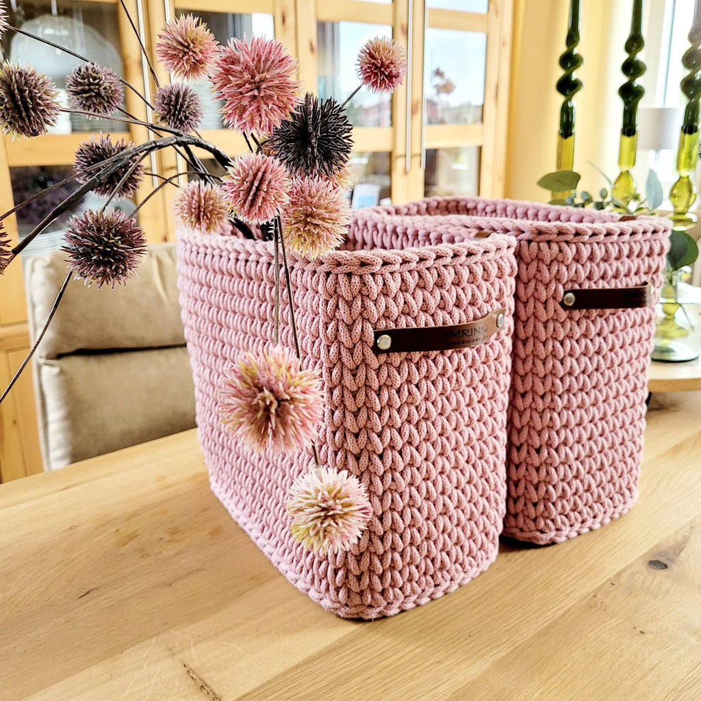 Square high basket - crocheted storage basket, basket for the bathroom, baby room decor, baskets for children's rooms, housewarming gift ide