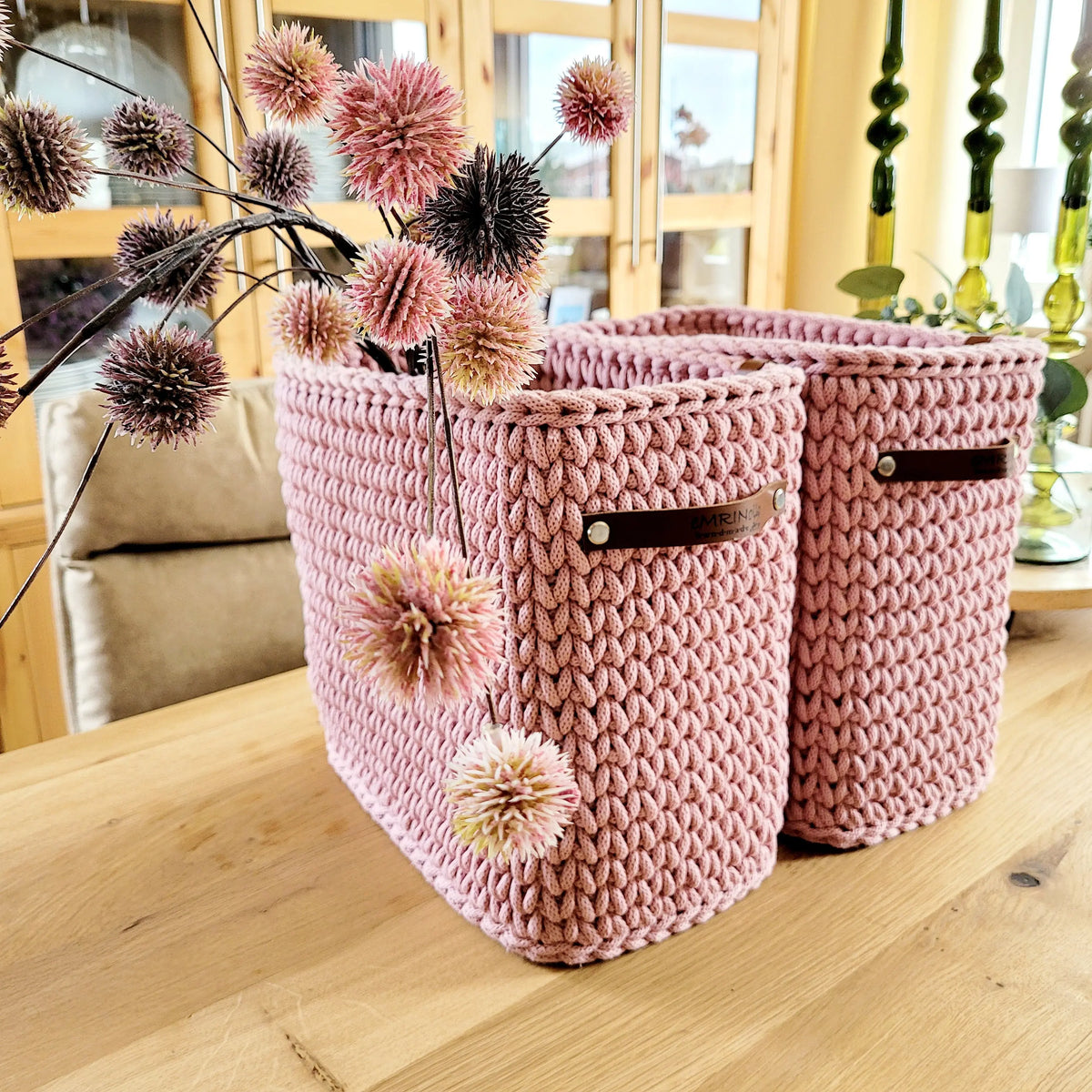 Square high basket - crocheted storage basket, basket for the bathroom, baby room decor, baskets for children's rooms, housewarming gift ide