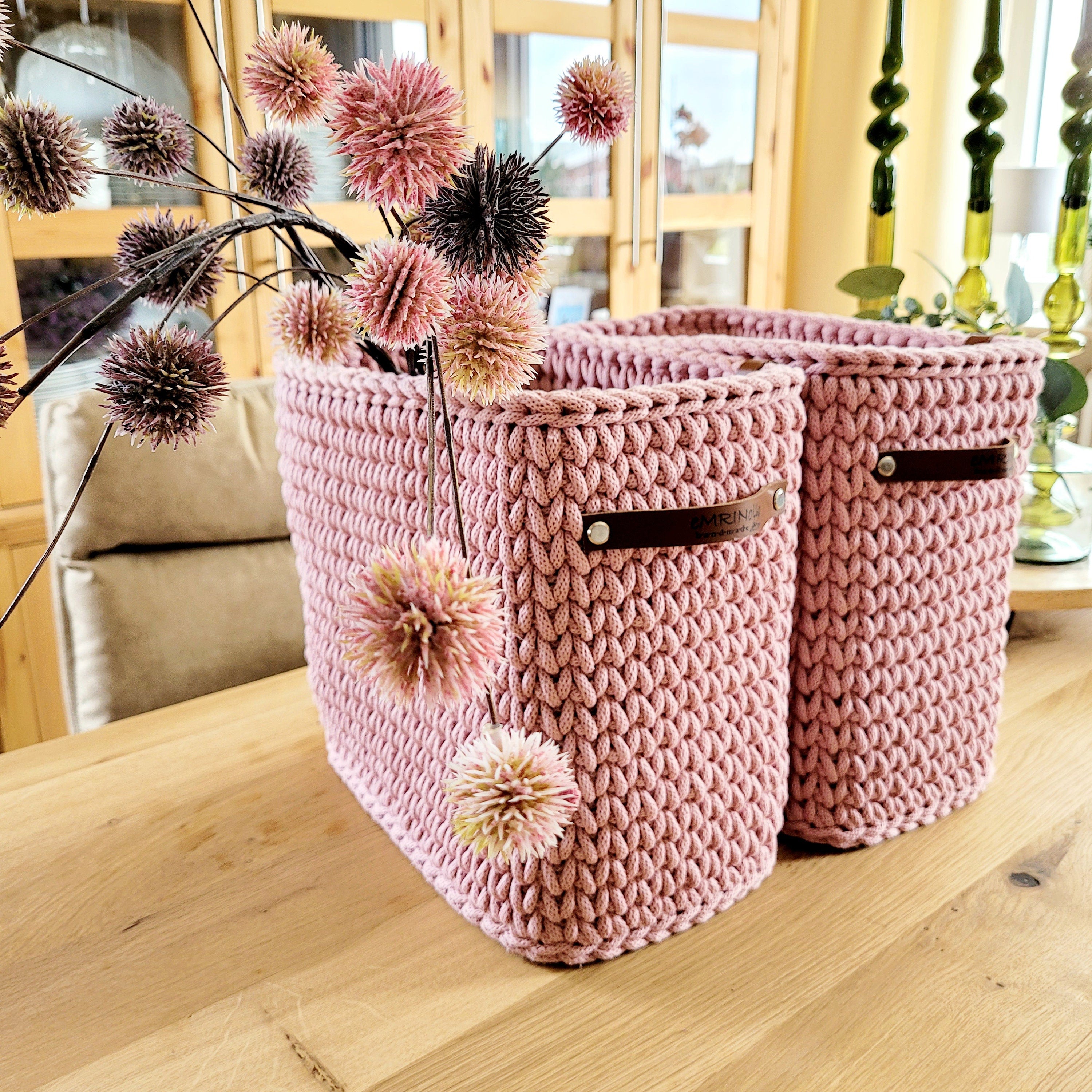 Square high basket - crocheted storage basket, basket for the bathroom, baby room decor, baskets for children's rooms, housewarming gift ide