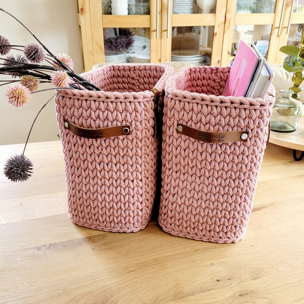 Square high basket - crocheted storage basket, basket for the bathroom, baby room decor, baskets for children's rooms, housewarming gift ide