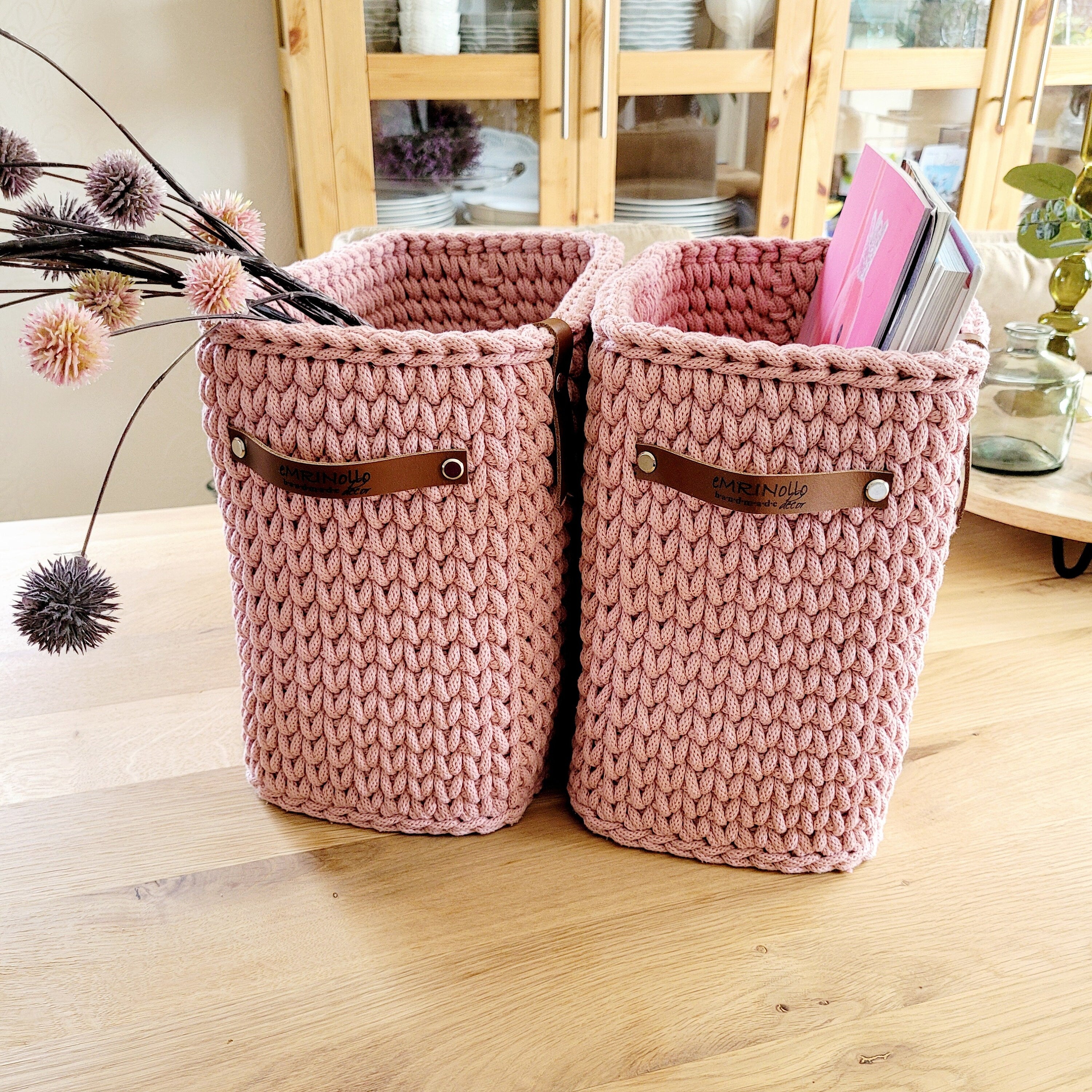 Square high basket - crocheted storage basket, basket for the bathroom, baby room decor, baskets for children's rooms, housewarming gift ide