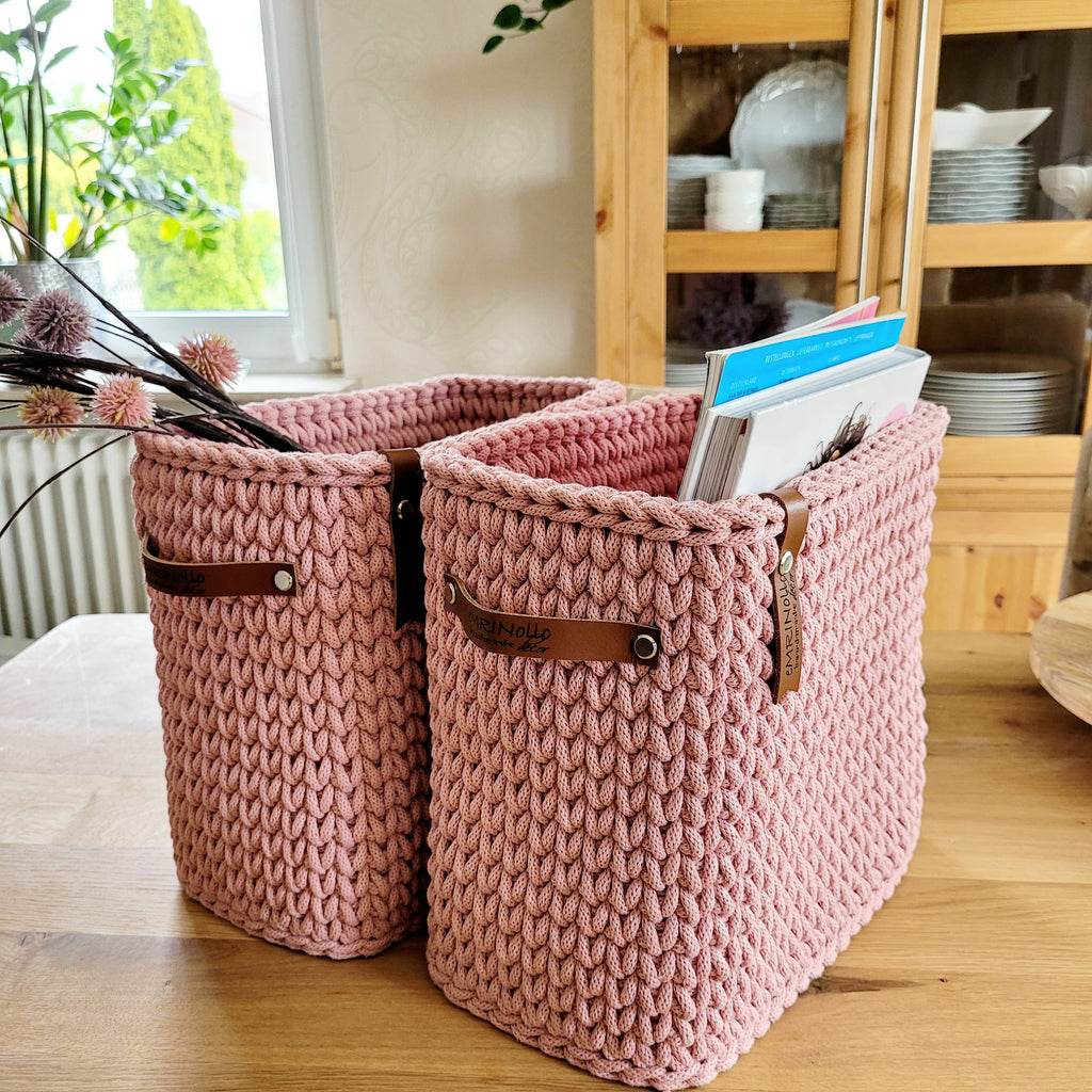 Square high basket - crocheted storage basket, basket for the bathroom, baby room decor, baskets for children's rooms, housewarming gift ide
