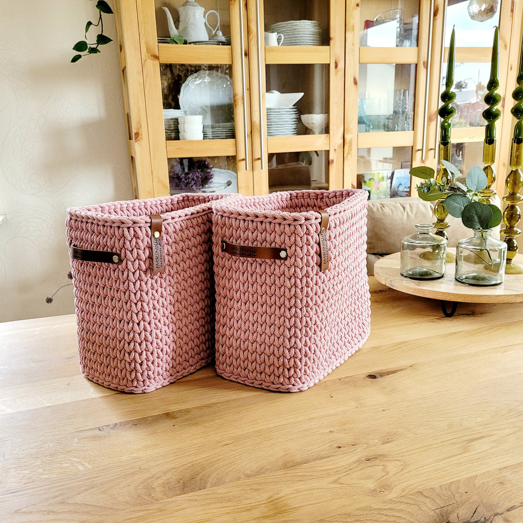 Square high basket - crocheted storage basket, basket for the bathroom, baby room decor, baskets for children's rooms, housewarming gift ide