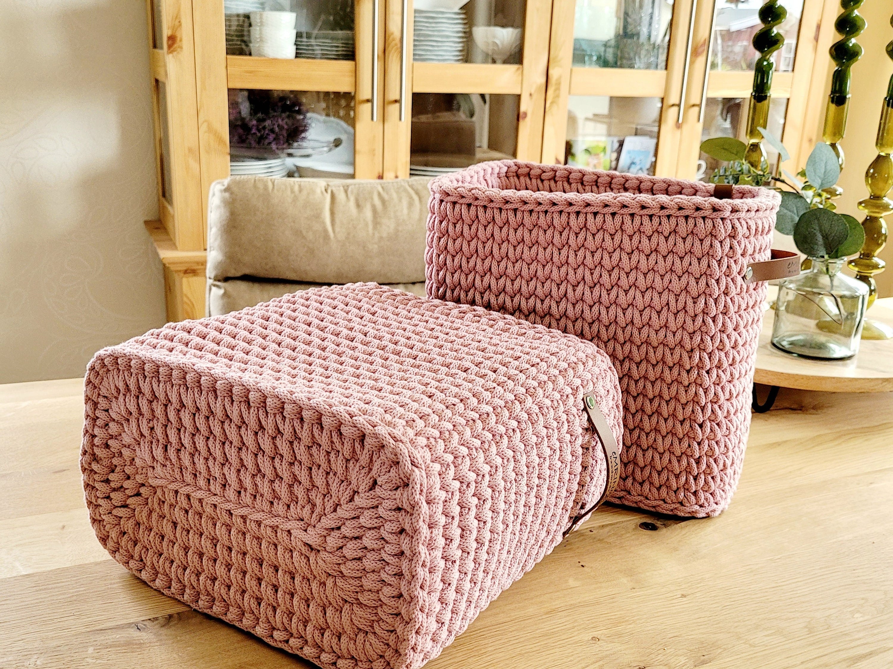 Square high basket - crocheted storage basket, basket for the bathroom, baby room decor, baskets for children's rooms, housewarming gift ide