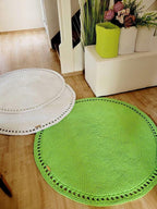 Teppich rund Babyzimmer, Baumwollteppich grün, Teppich Kinderzimmer, Mandala Teppich, skandinavisches Dekor, gehäkelter Teppich modern, Wohn