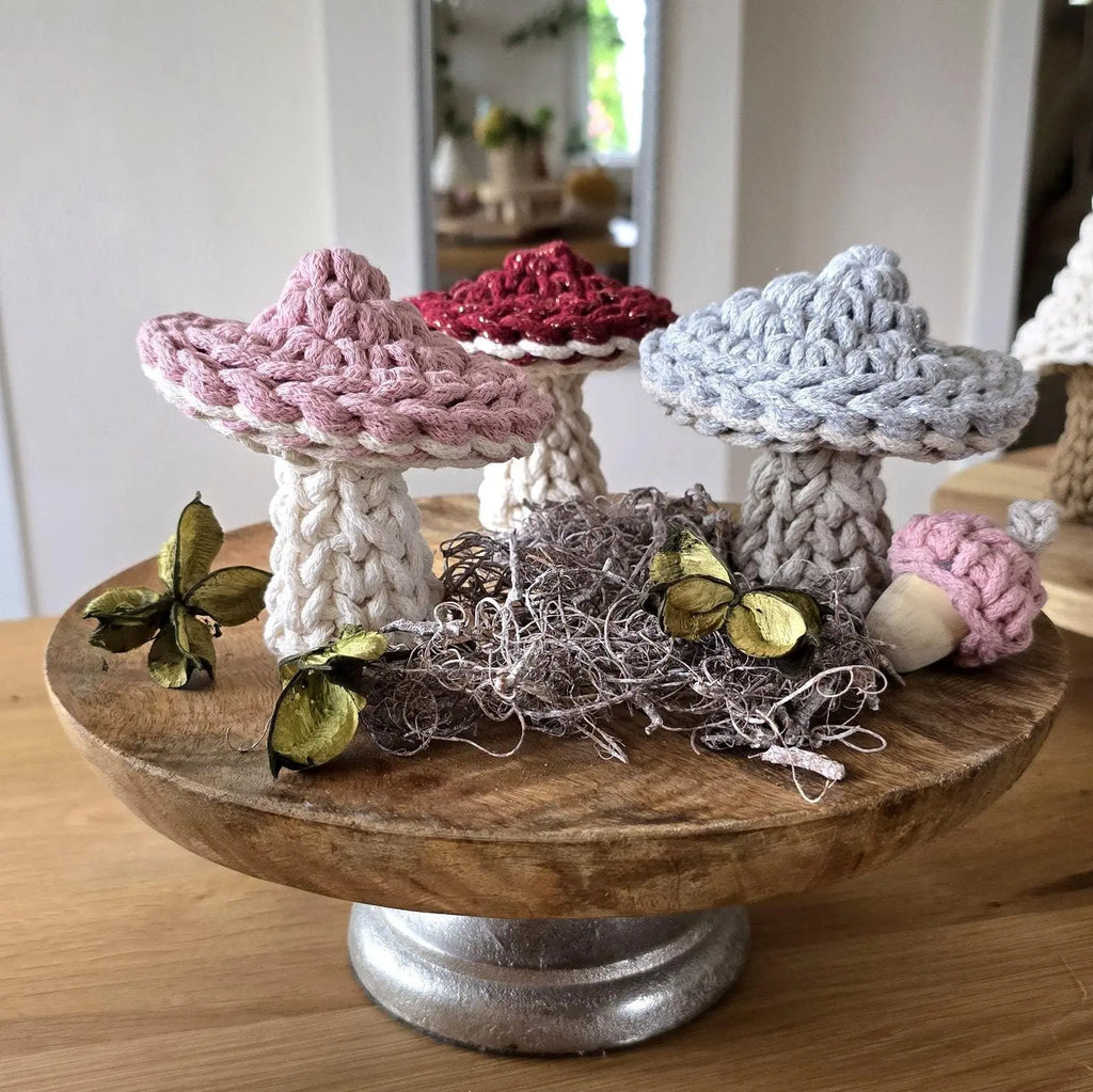 Ideen Herbstdeko: Handgefertigte Dekoration- gehäkelter Pilz –Herbstdeko für den Tisch, Boho Wohnaccessoires, Fall hosting decor