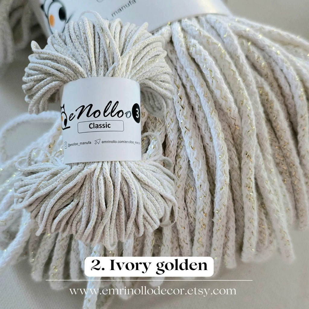 Braided cord 3 mm glitter| 100 m | Basic price 1m=0.08 Eur Macrame yarn braided, cotton braided cord, cotton yarn, Cotton cord with glitter