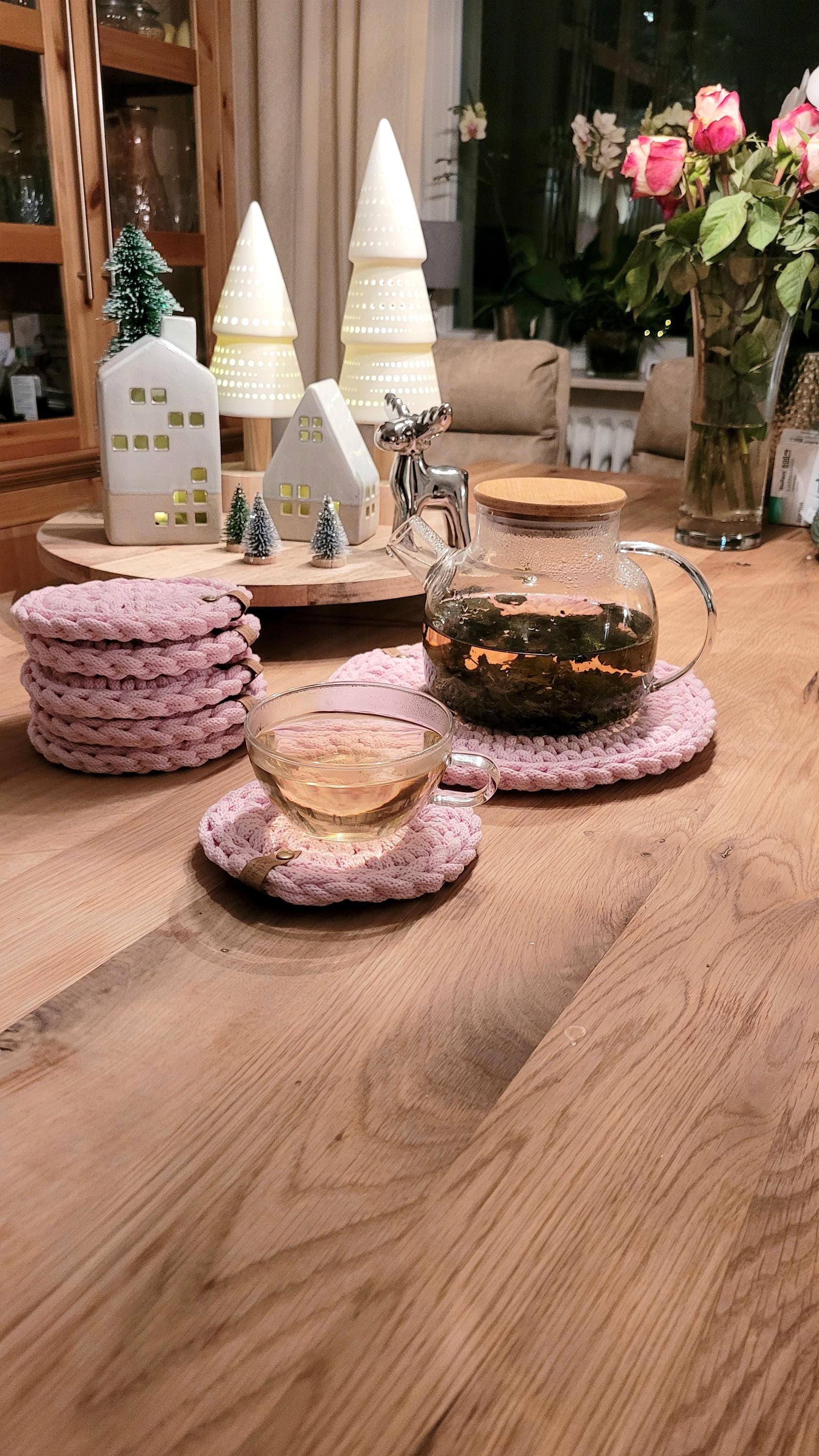 Untersetzer für Gläser – Runde Tischsets & Weihnachts Geschenk Ideen – Platzset Rund im Boho Stil – Weihnachtsdeko für den Tisch
