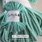 Braided cord 3 mm glitter| 100 m | Basic price 1m=0.08 Eur Macrame yarn braided, cotton braided cord, cotton yarn, Cotton cord with glitter