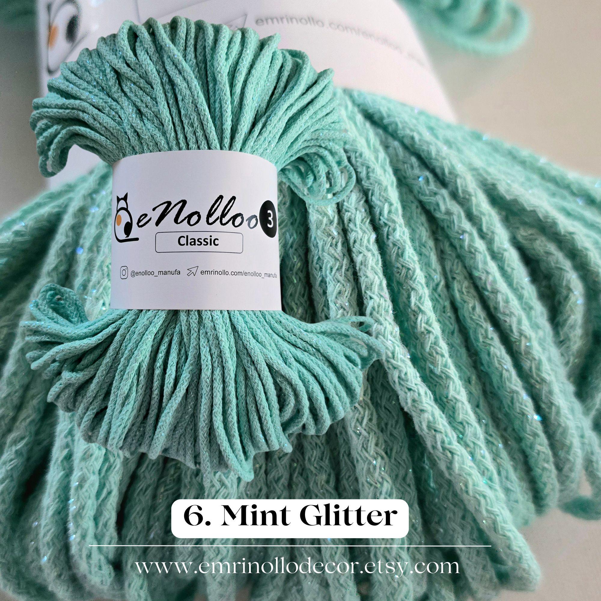 Braided cord 3 mm glitter| 100 m | Basic price 1m=0.08 Eur Macrame yarn braided, cotton braided cord, cotton yarn, Cotton cord with glitter