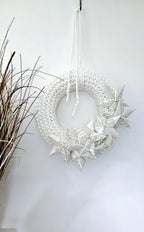 Door wreath spring, wall wreath handmade, with stars made from book pages - as home decoration - unique gifts for book lovers