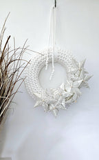Door wreath spring, wall wreath handmade, with stars made from book pages - as home decoration - unique gifts for book lovers