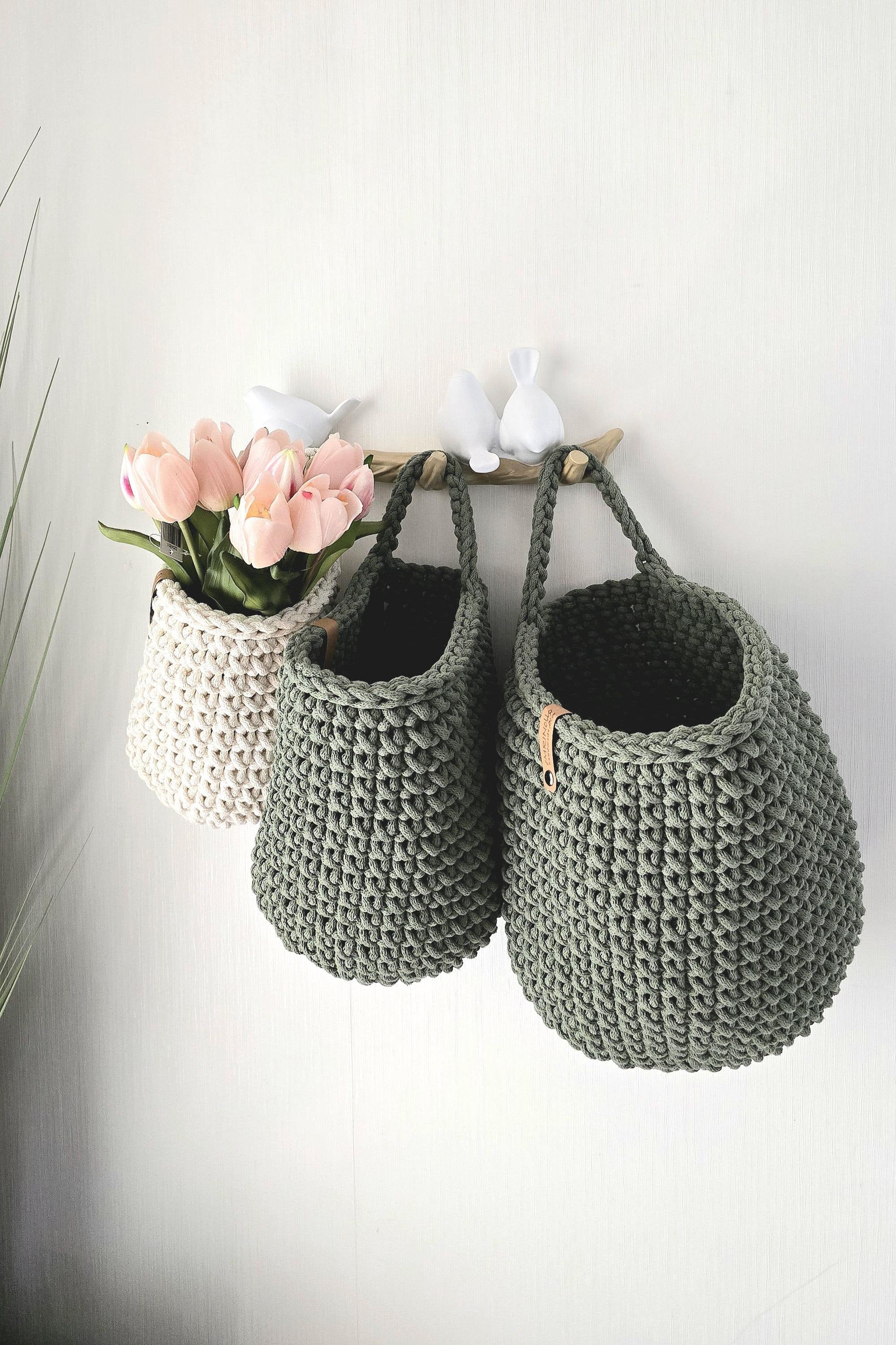 Aufbewahrungskorb Hängekorb Handgefertigte Wohnaccessoires – Skandinavisches Design für Badezimmer oder Babyzimmer