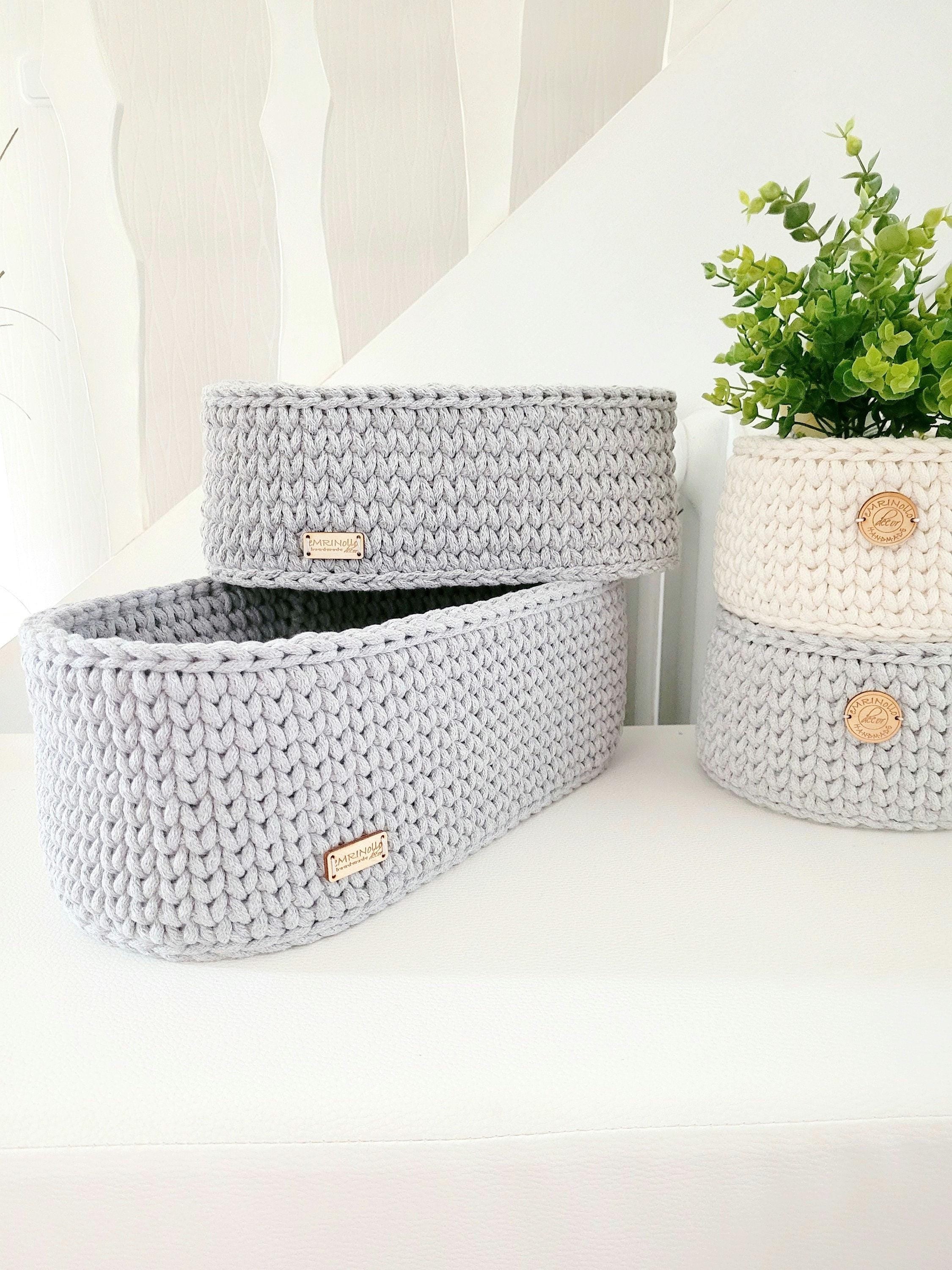 Korb gehäkelt oval Hygienekorb, Kosmetikkorb, Zimmer Dekoration Korb, Badausstattung, Geschenk Korb, Babyzimmer Aufbewahrung oval