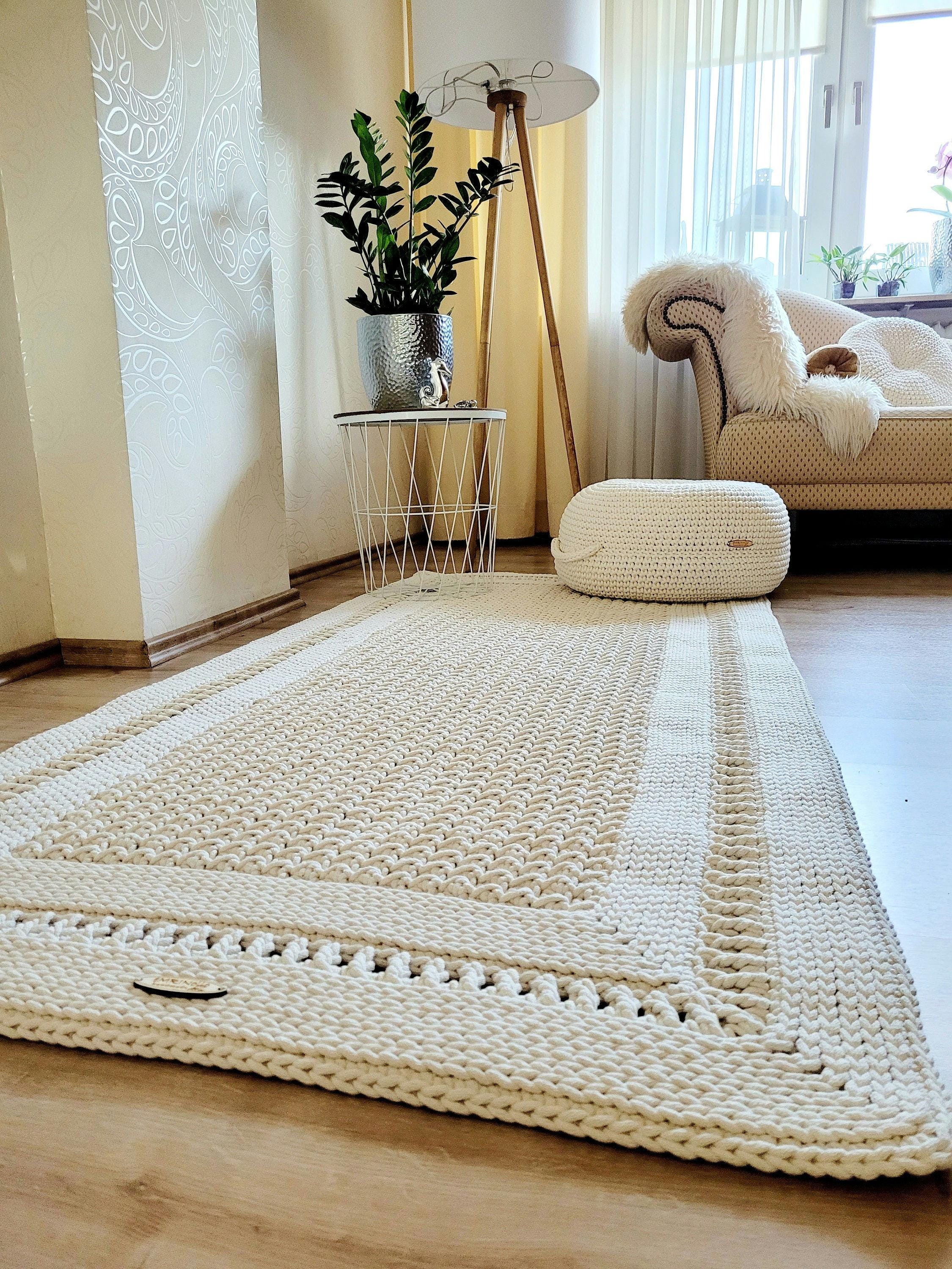 Teppichläufer Wohnzimmer eckig, Baumwollteppich, im skandinavischem Stil, vintage Teppich handgefertigt, Flurläufer, Kinderzimmer Deko