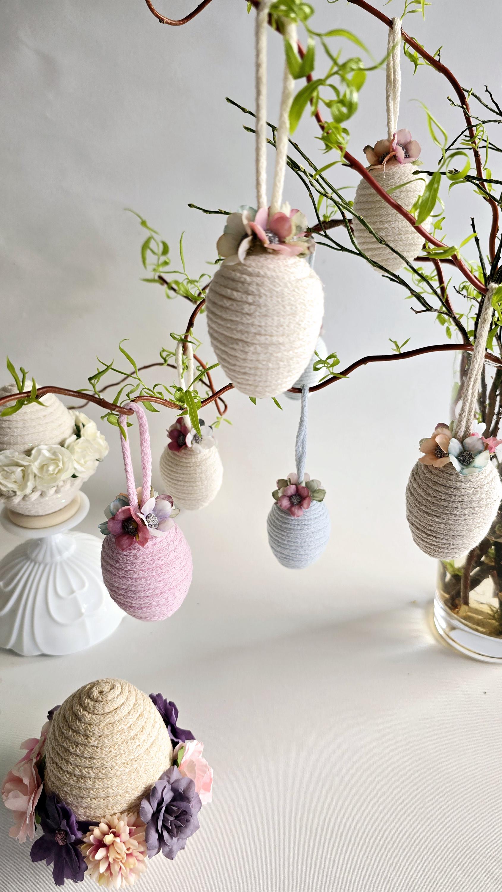 Vintage Easter Decor Easter Egg Ornament – Large Floral Egg on Wooden Ring | Elegant Spring Decoration & Thoughtful Easter Gift