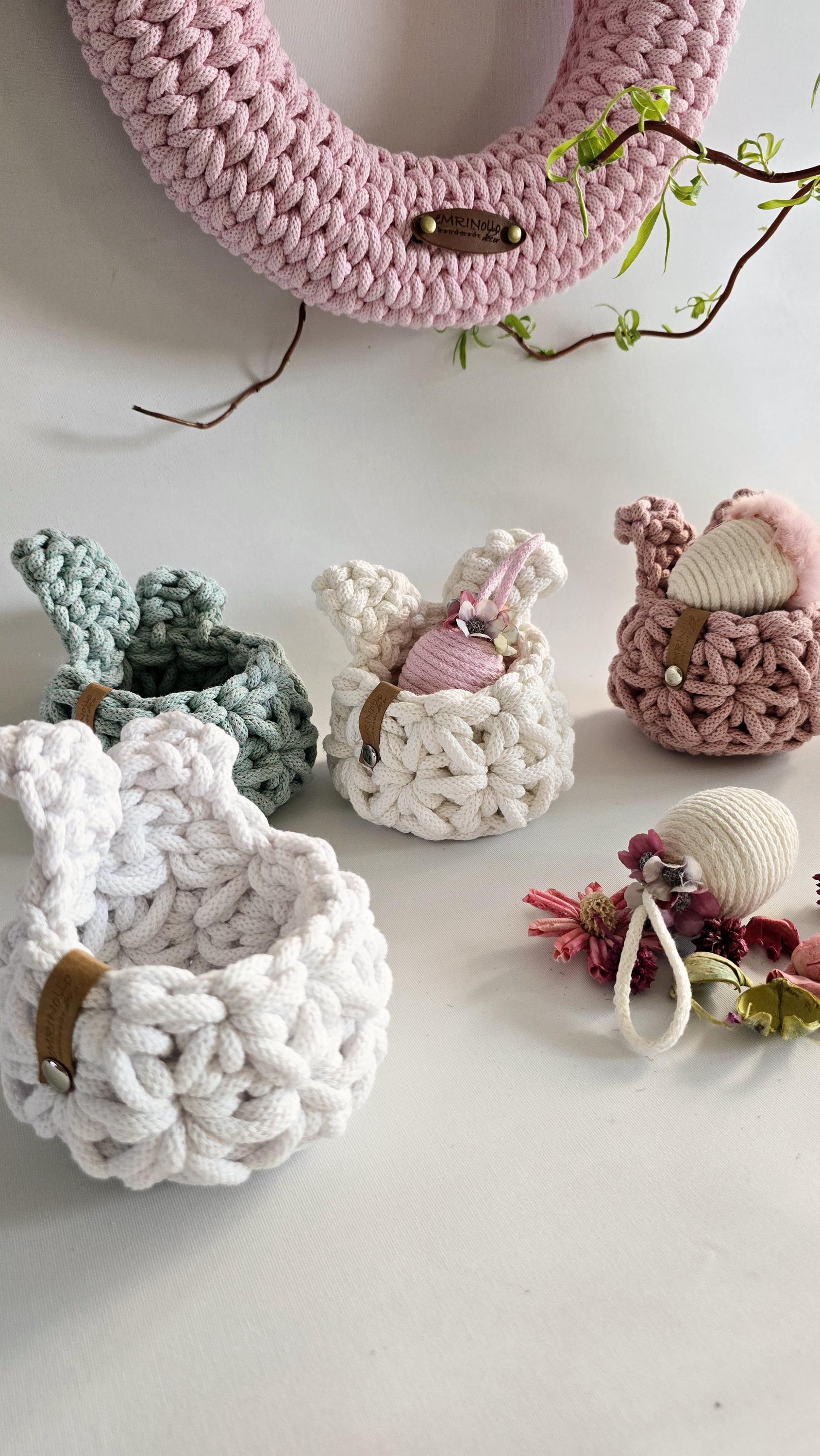 Osterkörbchen Osternest Osterhase – Handgefertigte Osterdekoration im Jasminmuster | Osterdeko Ideen, Osterkorb personalisiert, Ostergeschenk Baby