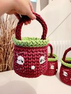 Henkelkorb, Basket crochet, Korb mit Henkel Griff, Hasenkorb, Gehäkelter Korb , Wohnzimmer Dekoration, Ostergeschenk, Gäste, Nordic Stile