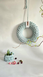 Türkranz Wandkranz Handgemacht – Gehäkeltes Jasmin-Muster in Naturfarben | Skandinavische Home Decoration und Geschenkidee, Wandkranz